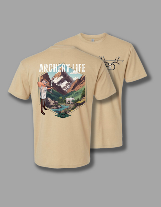 Archery Life  Unisex Tee Shirt Heather Tan